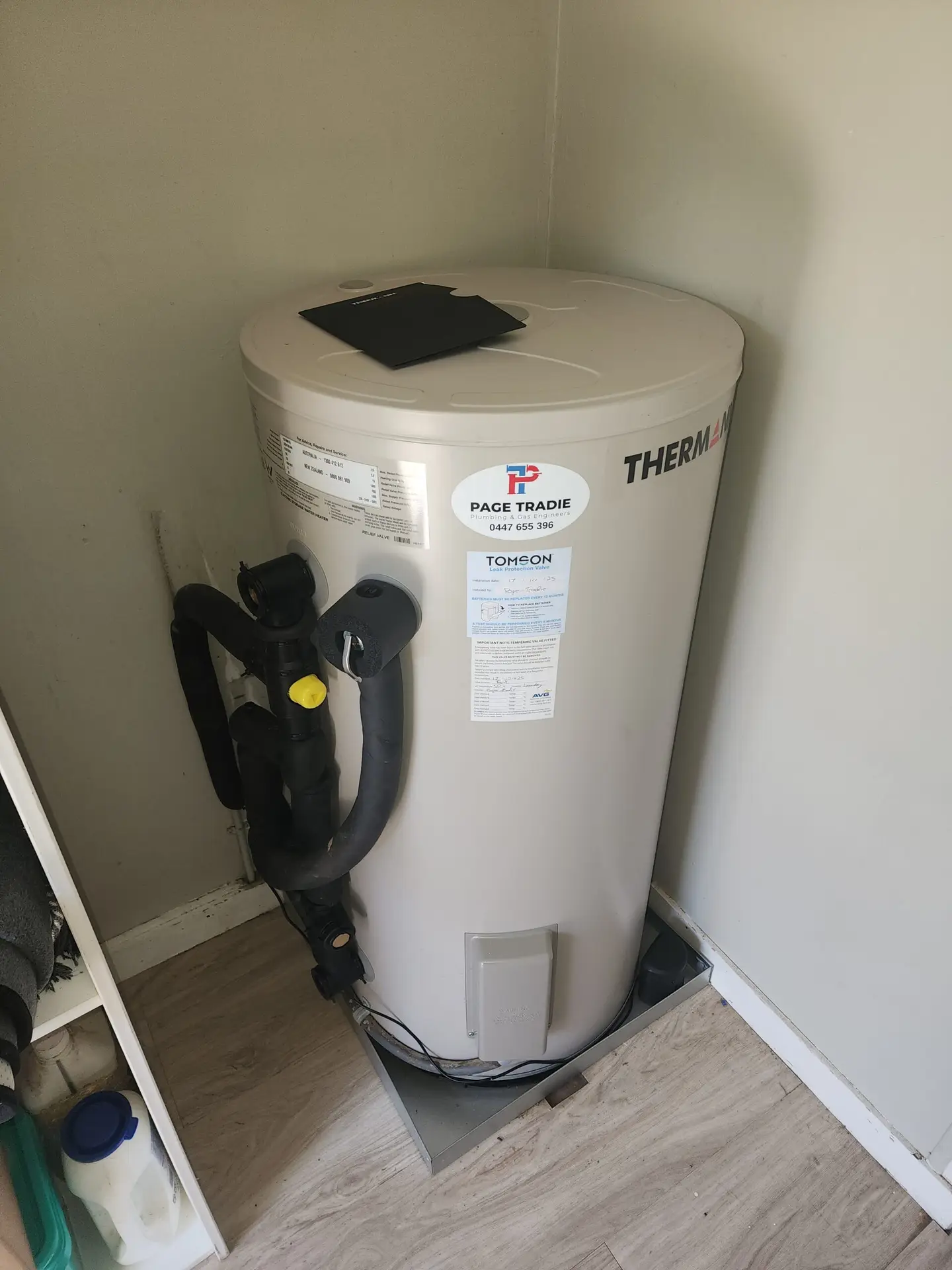 New Thermann Electric Hot Water System Professionally Installed By Page Tradie Licensed Plumbers Sunshine Coast